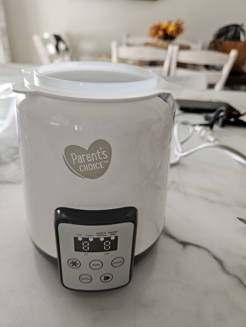 Parent's Choice White Baby Bottle Warmer with Digital Controls